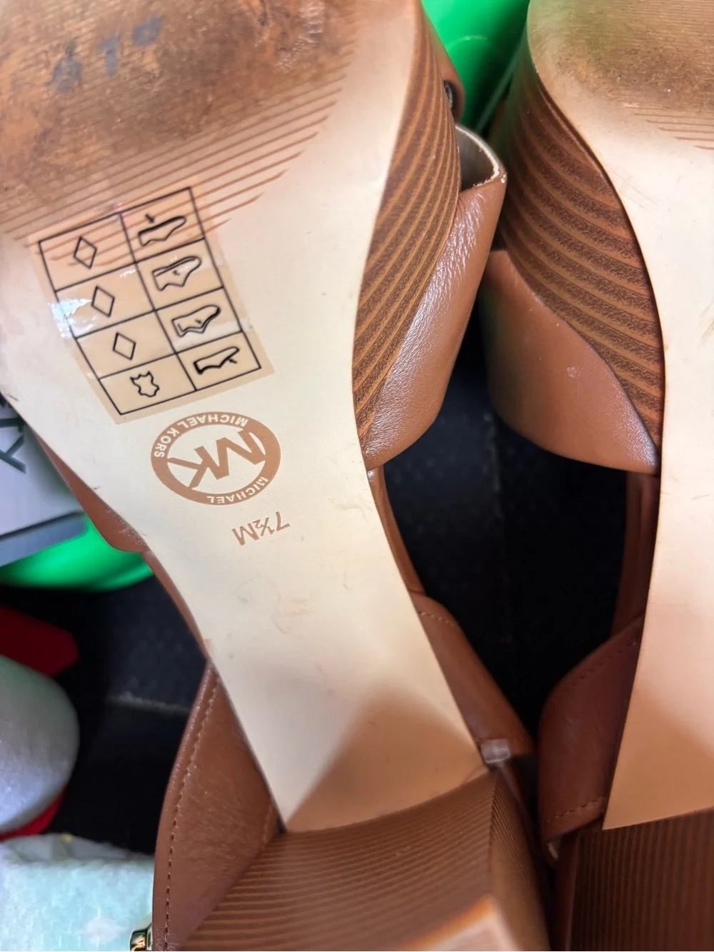 Michael Kors Brown Leather Crisscross Slingback Sandals